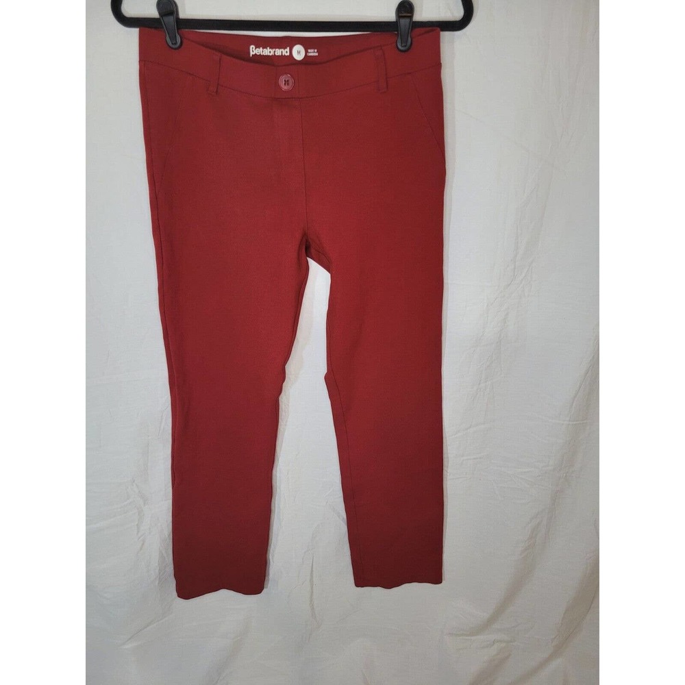 Betabrand Cherry Red Straight Leg Pant Size Medium Pull on Yoga Business Pant